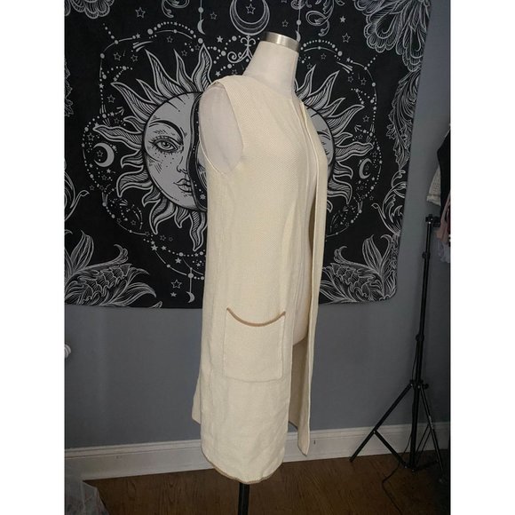 NWT Cocogio Ecru long duster vest OSFA - Picture 4 of 5
